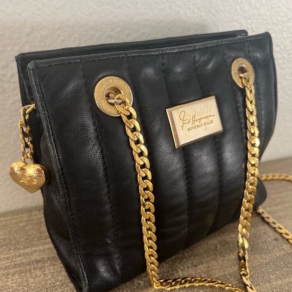 Fred Hayman Vintage Leather Quilted Chain Purse - Picture 3 of 6